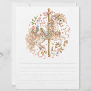 Cute Carousel Horse Vintage Art Custom Letterhead