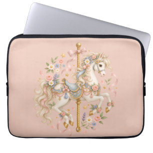 Cute Carousel Horse Vintage Art Laptop Sleeve
