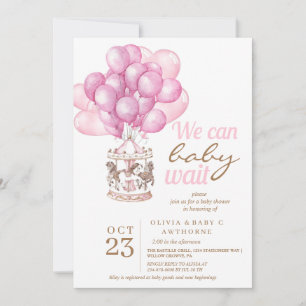 Cute Carousel Unicorn Balloons Girl Baby Shower Invitation