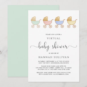 Cute Carriages Virtual Baby Shower Invitation
