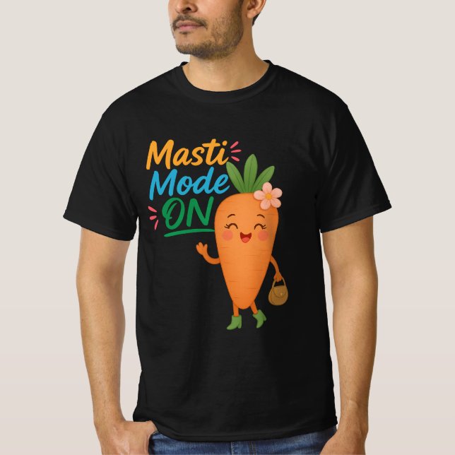 Cute Carrot Masti Mode ON Men’s T-Shirt Funny (Front)