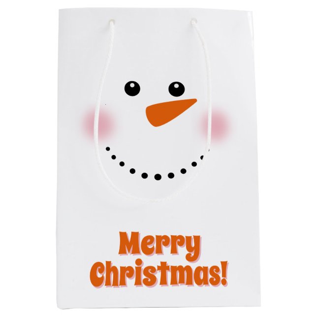 Cute Carrot Nose Snowman Medium Gift Bag (Front)