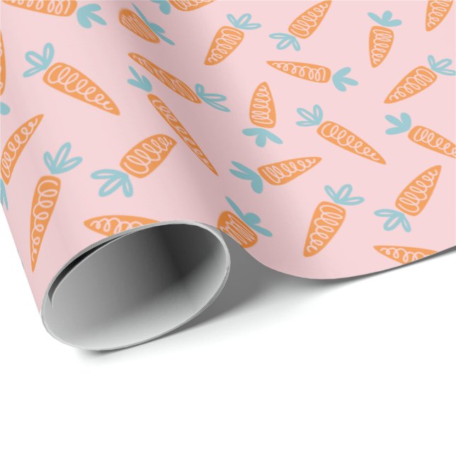 Cute Carrot Pattern on light pink Wrapping Paper (Roll Corner)