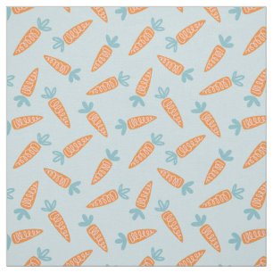 Cute Carrots on light blue Fabric