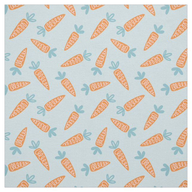 Cute Carrots on light blue Fabric (Swatch)
