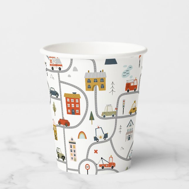 Cute Cars Birthday  Paper Cups (Front)