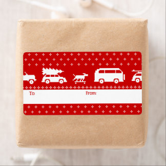 Cute Cars Christmas Holiday Red and White To From