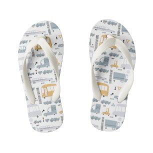 Cute Cars in Traffic Pattern Kid's Jandals