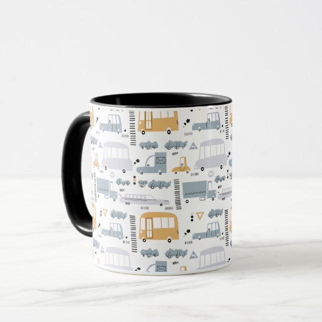 Cute Cars in Traffic Pattern Mug (Front Left)