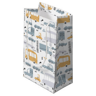 Cute Cars in Traffic Pattern Small Gift Bag