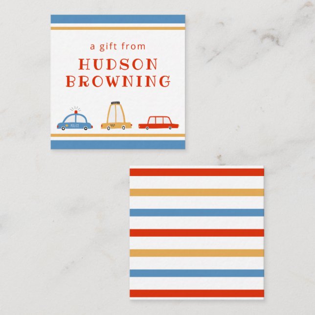 Cute Cars Personalised Gift Enclosure Cards (Front/Back)