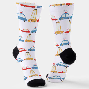 Cute Cars Taxi Police Pattern Socks