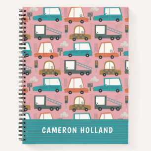 Cute Cars Trucks Pink Personalised  Notebook