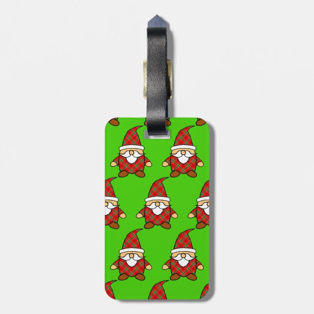 Cute Carton Gnome Pattern Christmas Luggage Tag (Back Vertical)