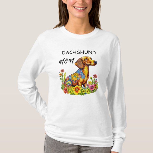 Cute Cartoon AI Dachshund Mum T-Shirt (Front)