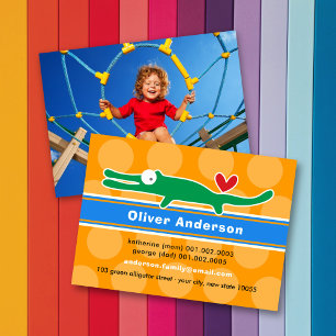 Cute Cartoon Alligator Colourful Kid Profile Photo Calling Card