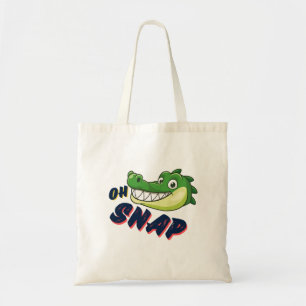Cute Cartoon Alligator Snappy Oh Snap Funny Saying Tote Bag