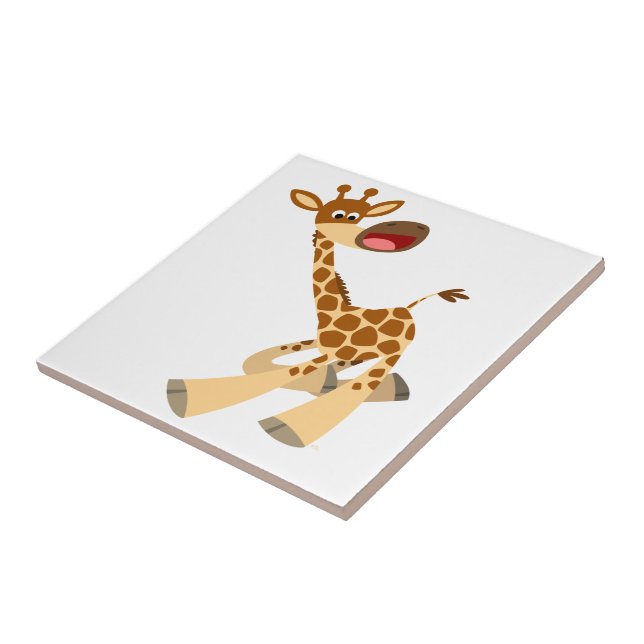 Cute Cartoon Ambling Giraffe Tile (Side)