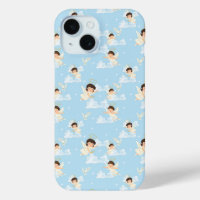 Cute Cartoon Angels And Doves Seamless Pattern
