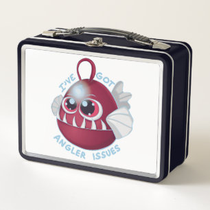 Cute Cartoon Anglerfish with Text Metal Lunch Box