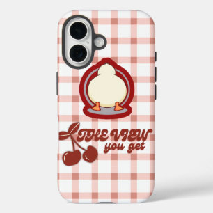 Cute Cartoon Animal with Retro Chequered Design iPhone 16 Case