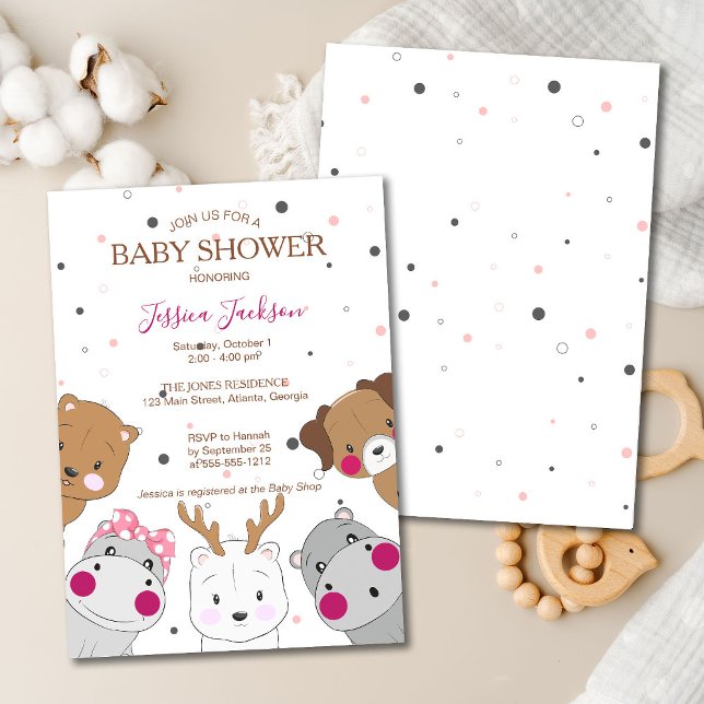 Cute Cartoon Animals Gender Neutral Baby Shower Invitation (Creator Uploaded)