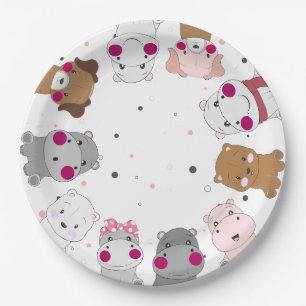 Cute Cartoon Animals Gender Neutral Baby Shower Paper Plate