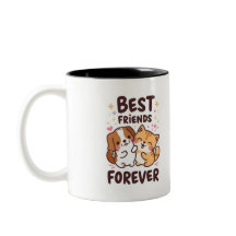 Cute Cartoon Animals Mug – Kawaii Dog & Cat – Funn