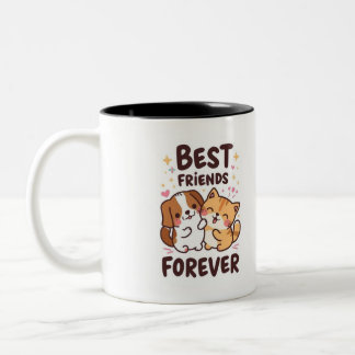 Cute Cartoon Animals Mug – Kawaii Dog & Cat – Funn