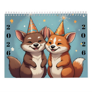 Cute cartoon animals new year 2026 Calendar