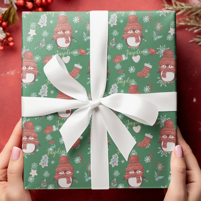 Cute Cartoon Animals Penguin Custom Wrapping Paper (Cute Cartoon Animals Penguin Custom Wrapping Paper
)