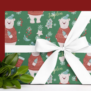 Cute Cartoon Animals Polar Bear Custom Wrapping Paper