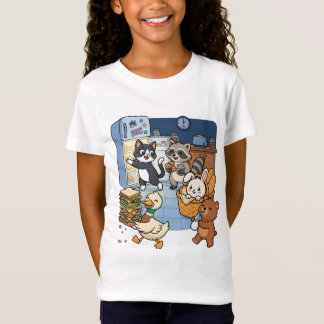 Cute cartoon animals stealing food from a kitchen T-Shirt