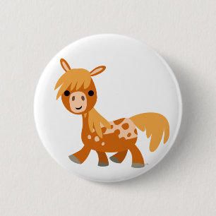 Cute Cartoon Appaloosa Pony Button Badge