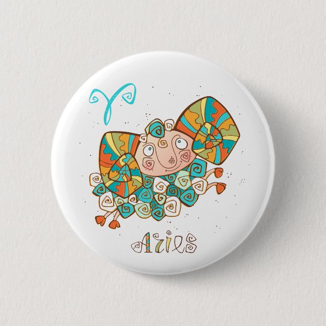 Cute Cartoon Aries 6 Cm Round Badge (Front)