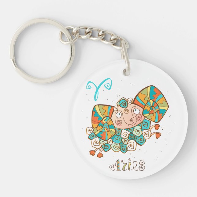 Cute Cartoon Aries Key Ring (Front)
