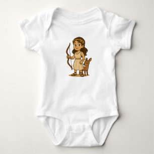 Cute Cartoon Artemis Baby Bodysuit   Greek Goddess