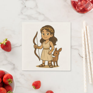 Cute Cartoon Artemis Baby   Greek Goddess  Napkin