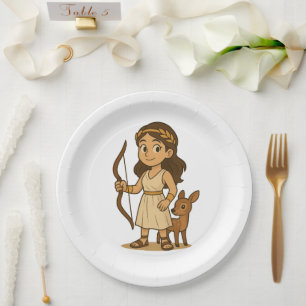 Cute Cartoon Artemis Baby   Greek Goddess  Paper Plate