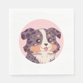 Cute cartoon australian shepherd dog kawaii illust napkin