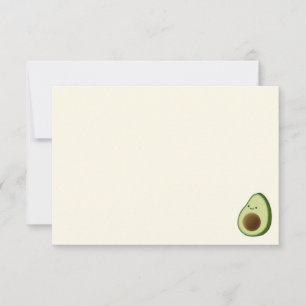 Cute Cartoon Avocado Blank Cream Off White  Card