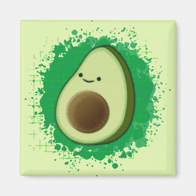 Cute Cartoon Avocado Magnet (Front)