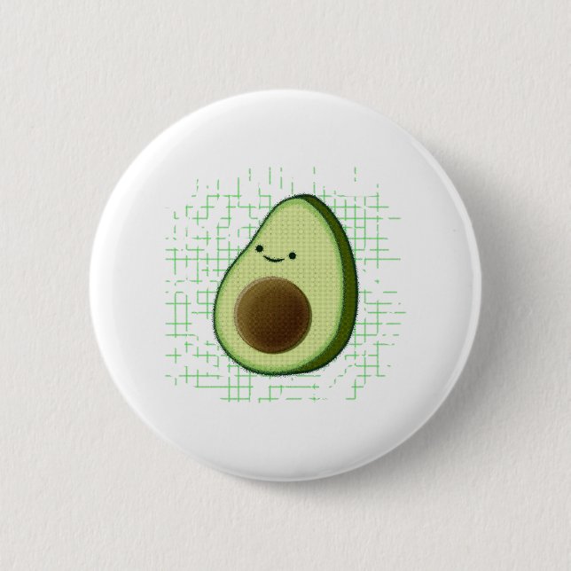 Cute Cartoon Avocado On Distressed Background 6 Cm Round Badge (Front)