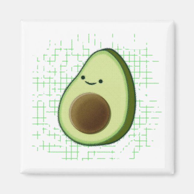Cute Cartoon Avocado On Distressed Background Magnet (Front)
