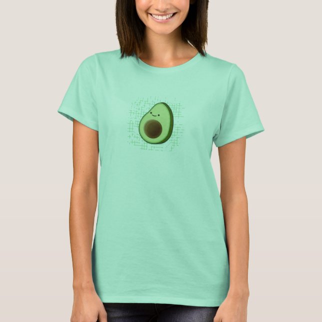 Cute Cartoon Avocado On Distressed Background T-Shirt (Front)