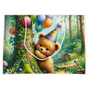 Cute Cartoon Baby Bear Cub Birthday Large Gift Bag