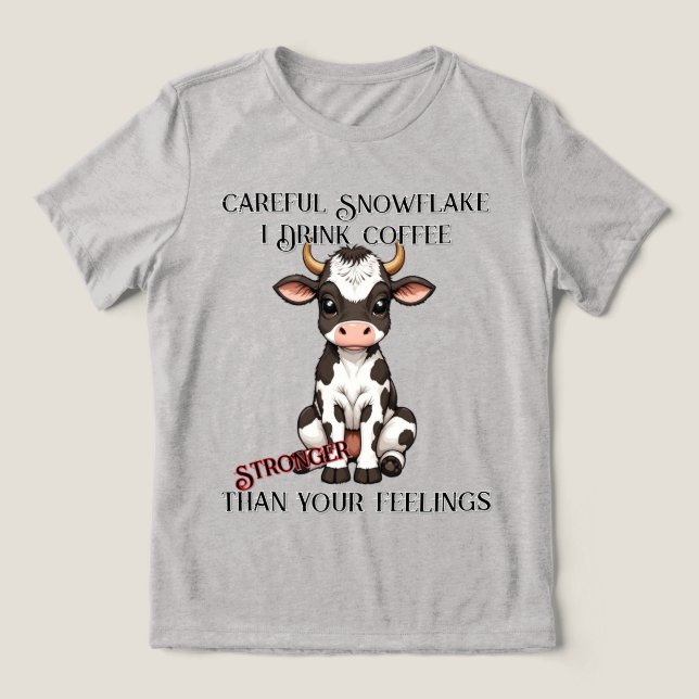 Cute Cartoon Baby Cow with Black And White Spots Tri-Blend Shirt (Design Front)