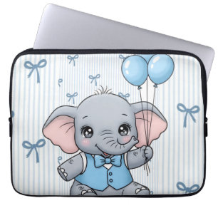 Cute Cartoon Baby Elephant Blue Kids Laptop Sleev Sleeve