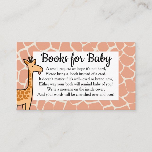 Cute Cartoon Baby Giraffe Book Request Enclosure Card (Front)