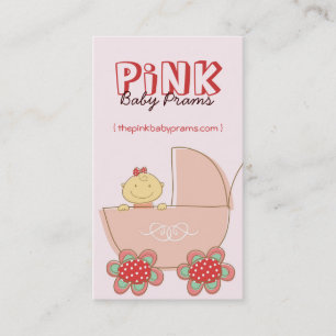 Cute Cartoon Baby Girl In Pink Pram Modern Business Card